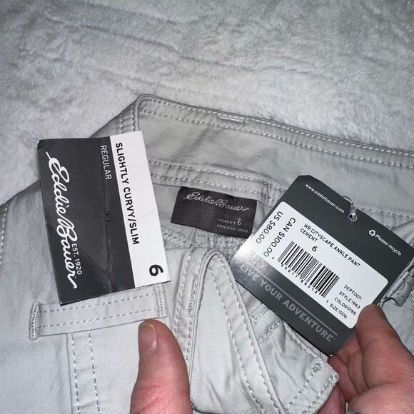 Eddie Bauer Women’s Size 6 City Scape Ankle Pants Cement Khaki Tan NWT - Picture 4 of 9